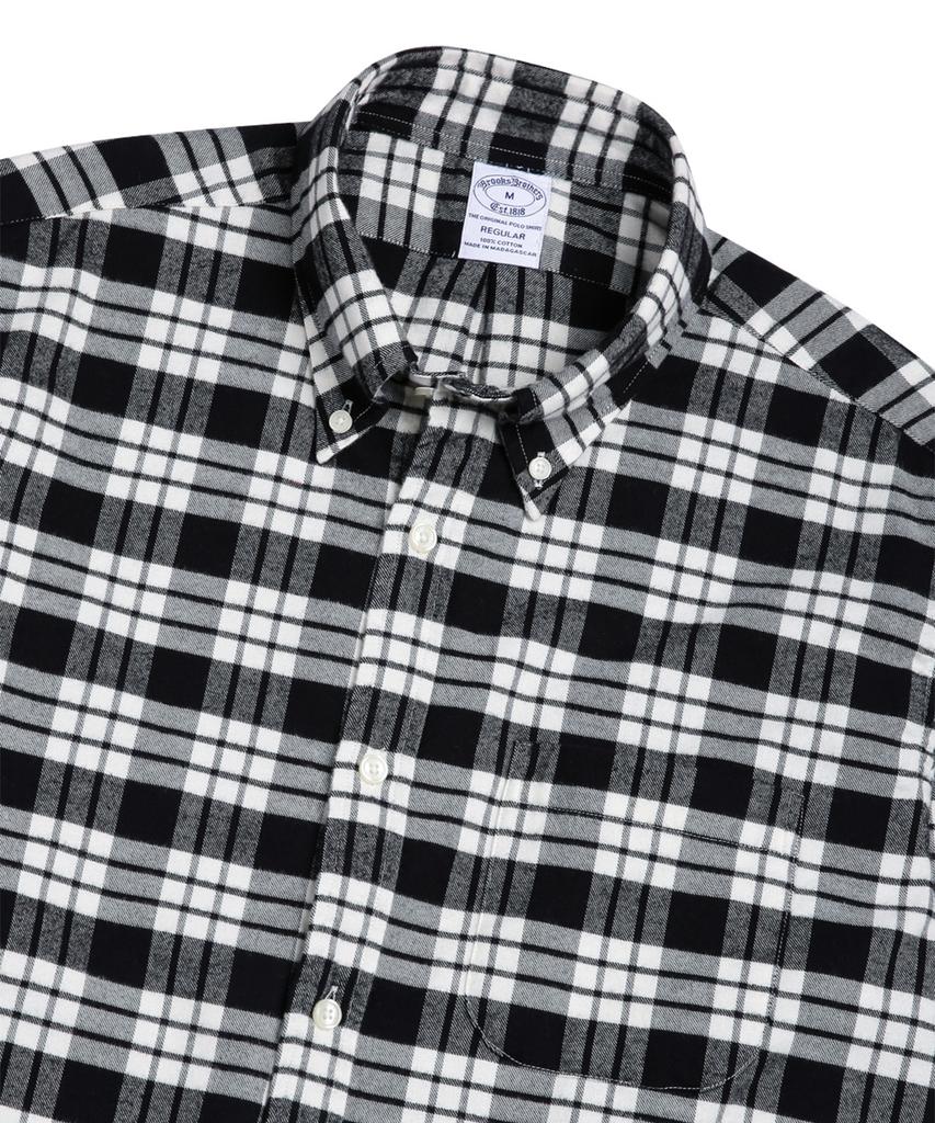 BROOKS BROTHERS Somel'Ose Flannel Check Shirt (Black) (Bbthmm54767Dw)