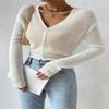 Spring and Autumn Women's Sexy Short Long Sleeve Pit Stripe Knit Elastic Slimming Sweater Cardigan