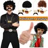 Costume Jewelry Set Synthetic Curly Hair Wigs Afro Wig Sunglasses Necklace For Adult Hip Hop Cosplay Party Accessories Hair Prop