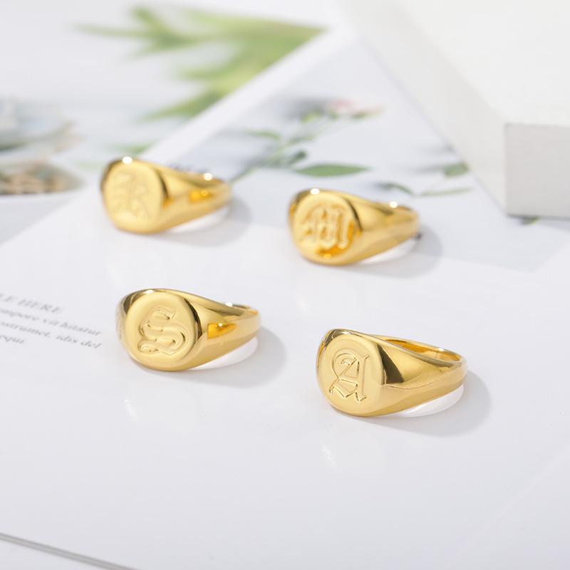 Винтажное медное кольцо с английскими буквами — стильный ювелирный подарок для дам