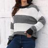 Women's Fall/winter Casual Loose Contrasting Striped Patchwork Sweater