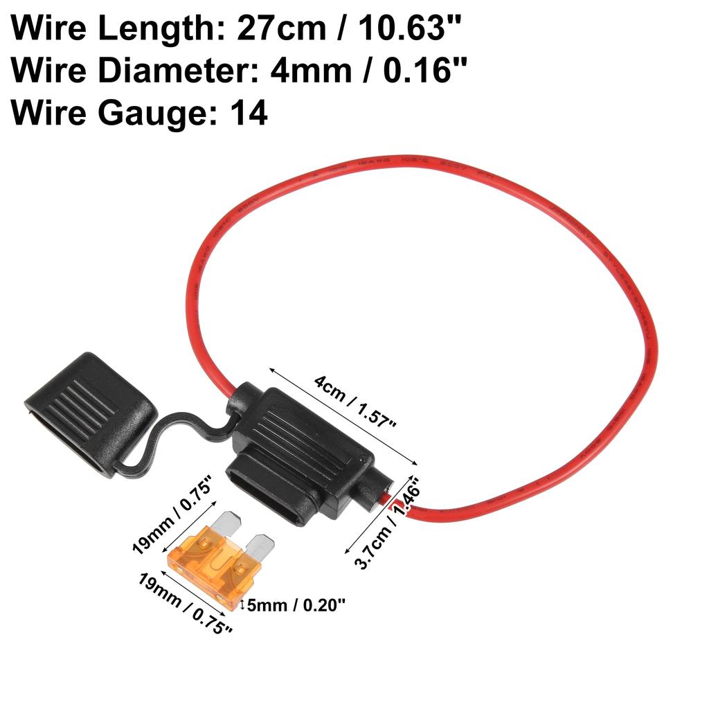 uxcell DC 32V 14 Gauge Car Inline ATC Style Inline Fuse Holder with 5A Fuse 2 Sets