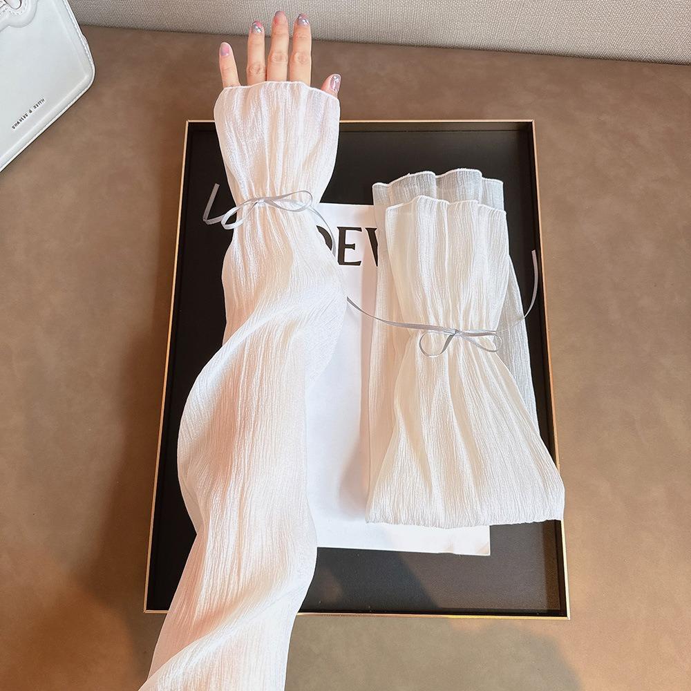 2pcs/set Sun Protection Breathable Long Arm Sleeves Thin Yarn Arm Sunscreen Covers Driving