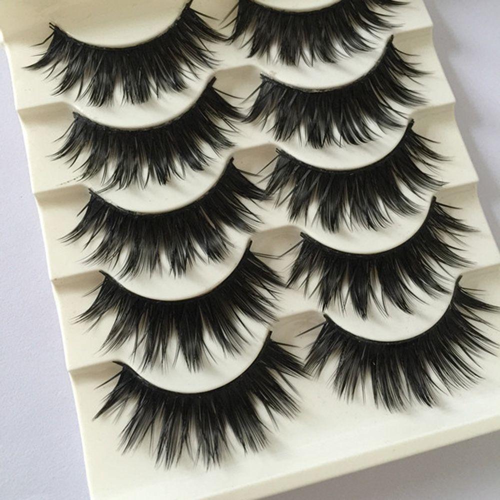 5 Pairs Women Makeup Thick Eye Lash Extensions False Eyelashes 3D Natural Black Long