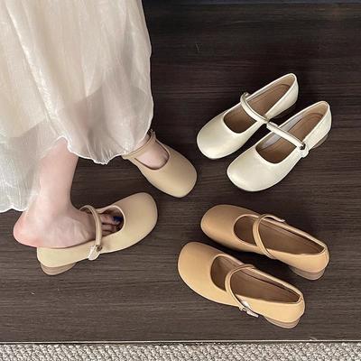Туфли Мэри Джейн с круглым носком на мягкой подошве Doudou, весенне-летние новинки, ретро, нежный сказочный стиль, повседневные туфли-лодочки с мелким вырезом для женщин