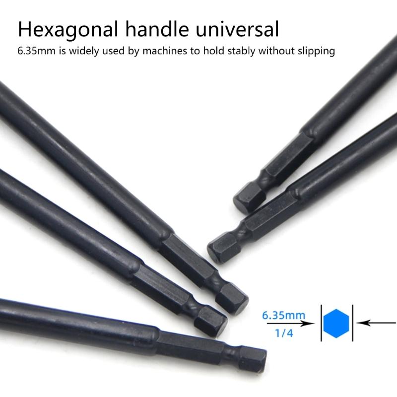 Pack of 5 Long Hexagonal Socket Nut Driver Set for Electric and Pneumatic Tool with Alloy Steel Construction