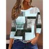 Women's 3D Printed Plaid Print T-shirt Fashion Long Sleeve Round Neck Regular Tops Holiday Weekend Spring and Autumn