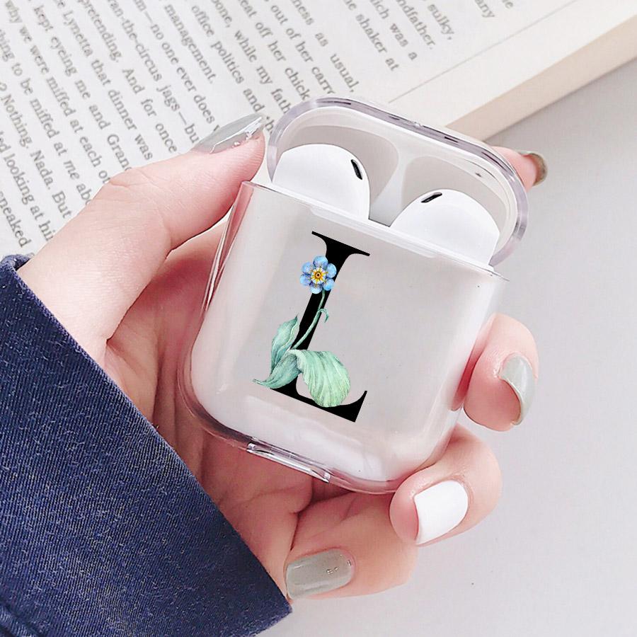 Чехол для AirPods с тропическими листьями и 26 буквами алфавита для Apple Airpods 3 Pro, защитный чехол для гарнитуры, прозрачный чехол для зарядки