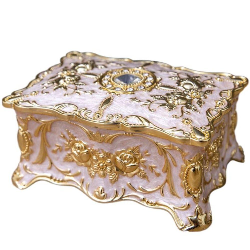 Металлическая Роскошная Винтажная Ретро Шкатулка для Ювелирных Изделий Органайзер для Безделушек Коробка для Хранения Контейнер для Косметики