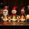 Indoor Xmas Atmosphere Light Lighted Christmas Doll Decoration, Cute Plush Santa Claus/Snowman/Reindeer Figurine with Standing Character Set Warm LED