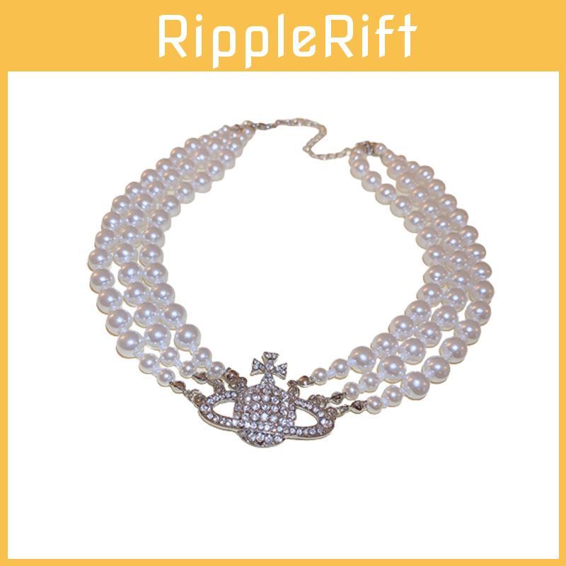 Высококлассное многослойное жемчужное ожерелье в корейском стиле с подвеской в виде Сатурна