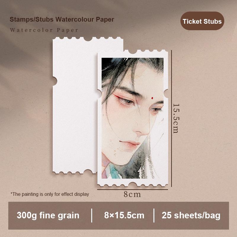 POTENTATE Stamp Ticket Stub Watercolor Painting Paper 300g Portable Travel Sketch Paper Water Color Drawing Paper Art Supplies