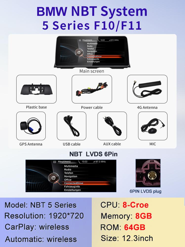 2024 Новый ID6 ID7 ID8 UI 12.3inc Android Система Беспроводной Carplay AUTO Для BMW 5Series F10 F11 CIC NBT Автомобильные Видеоплееры GPS NAVI