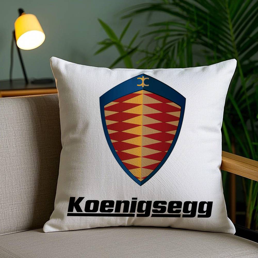 Чехол на подушку с логотипом роскошного автомобиля K-koenigsegg для офисного дивана, кресла в общежитии, короткий плюш, двусторонняя печать, чехол для домашней подушки