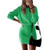 Women's Winter Rib Knit Pullover Sweater Fashion Fall Dresses Long Sleeve Hooded Bodycon Dress