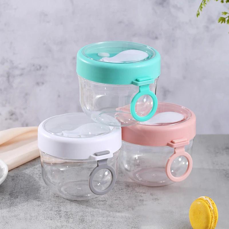 600ml Breakfast Cups with Spoon Oatmeal Salad Nut Yogurt Soup Cup Food Storage Container Microwave Milk Jar Bento Box Lunch Box