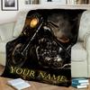 1PC Custom Name Vintage Motorcycle Art Flannel Blanket Versatile,all-season Throw Suitable for the Living Room,bedroom,camping,travel,and Gift
