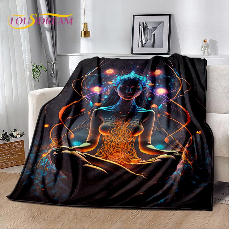 3D Йога Дзен Натурализовать Медитация Радуга 7 Чакра Одеяло, Фланелевый Плед Одеяло для Дома Спальни Кровати Дивана Пикника Офиса Пешего Туризма
