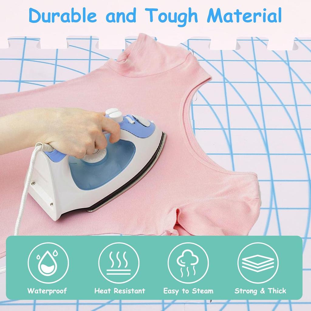 12 × 12 inch thick spliced woven shaping pad with grid line 4 pieces +100 T-needles suitable for crochet embroidery and other weaving projects