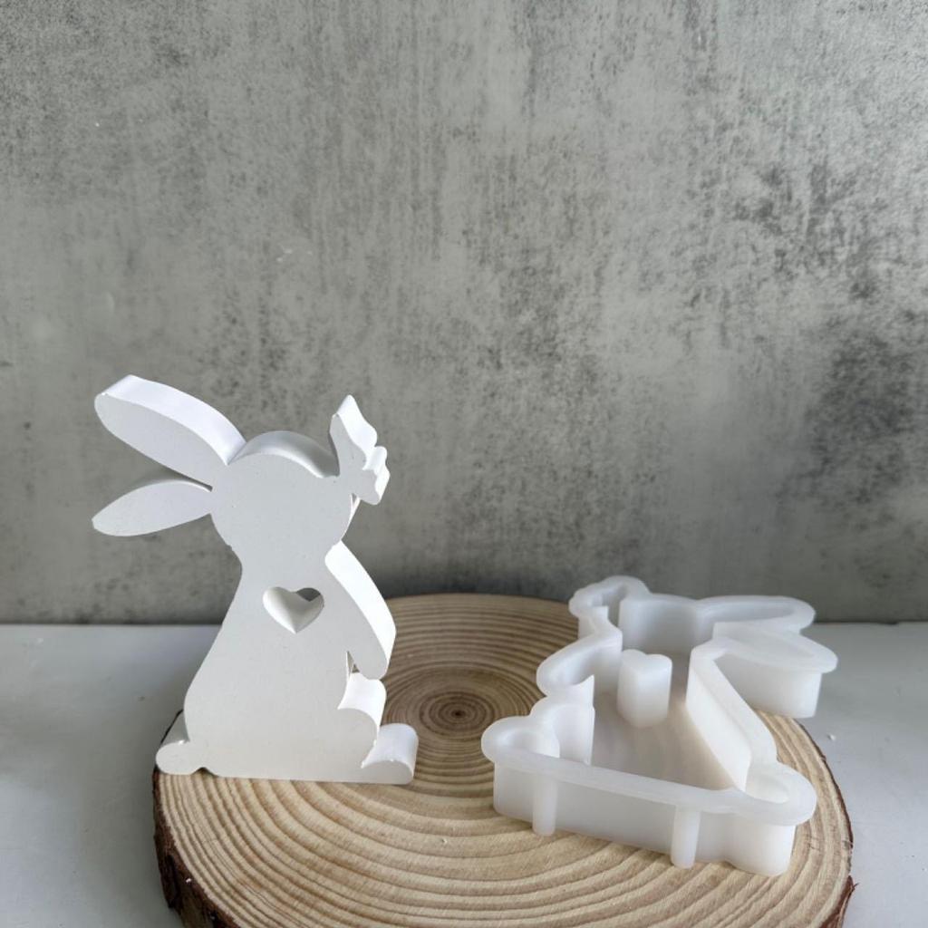 Cute Rabbit Candle Silicone Moulds Gypsum Car Mounted Incense Expanding Gypsum Soap Molds Easter Bunny Aromatherapy Candle Mold