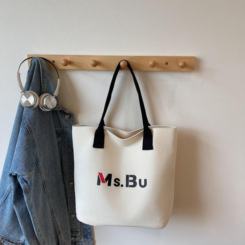 Canvas Bag Women's Large-capacity New Autumn and Winter Versatile Shoulder Bag Casual College Student Class Tote Bag
