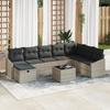 VidaXL 9-Piece Garden Sofa Set with Cushions In Light Grey Poly Rattan 3359341