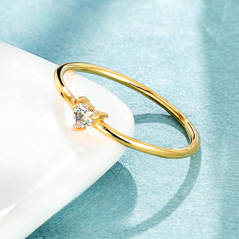 Не тускнеющая любовь Циркониевый бриллиант Простое кольцо Кольцо Свет Роскошная ниша Титановая сталь Тонкое кольцо Японское и корейское Ins Кольцо на мизинец Женщины