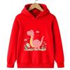 Red children's hooded sweatshirt cartoon dinosaur cute sweatshirt autumn and winter long sleeved boy and girl's favorite jacket
