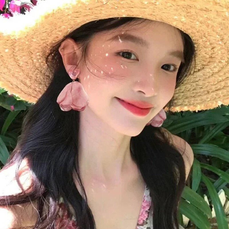 Винтажные серьги с длинной кисточкой в виде цветка для женщин, милые шифоновые серьги-подвески с темпераментом, для вечеринки, свадьбы, пляжа