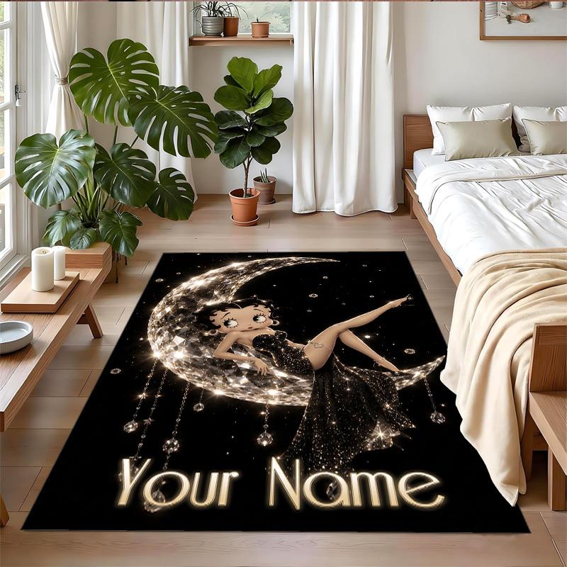 Crystal Velvet Rug Custom Name Text, Soft Non Slip Floor Mat Home DecorBetty Boop