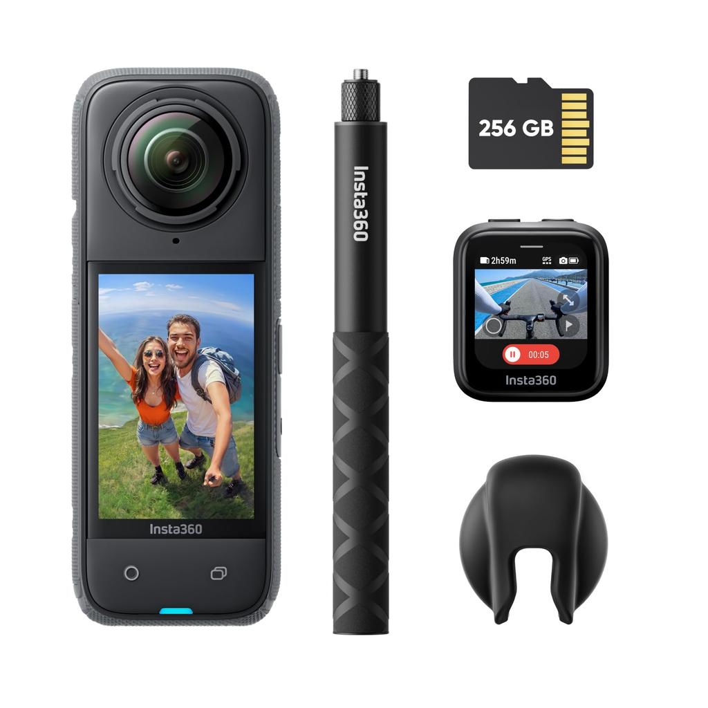 Insta360 Водонепроницаемый Селфи-палка Action 4K Невидимая Съемная Линза 135 Минут Непрерывной AI-съемки для и на Открытом Воздухе GPS Съемка Комплект X4-8K