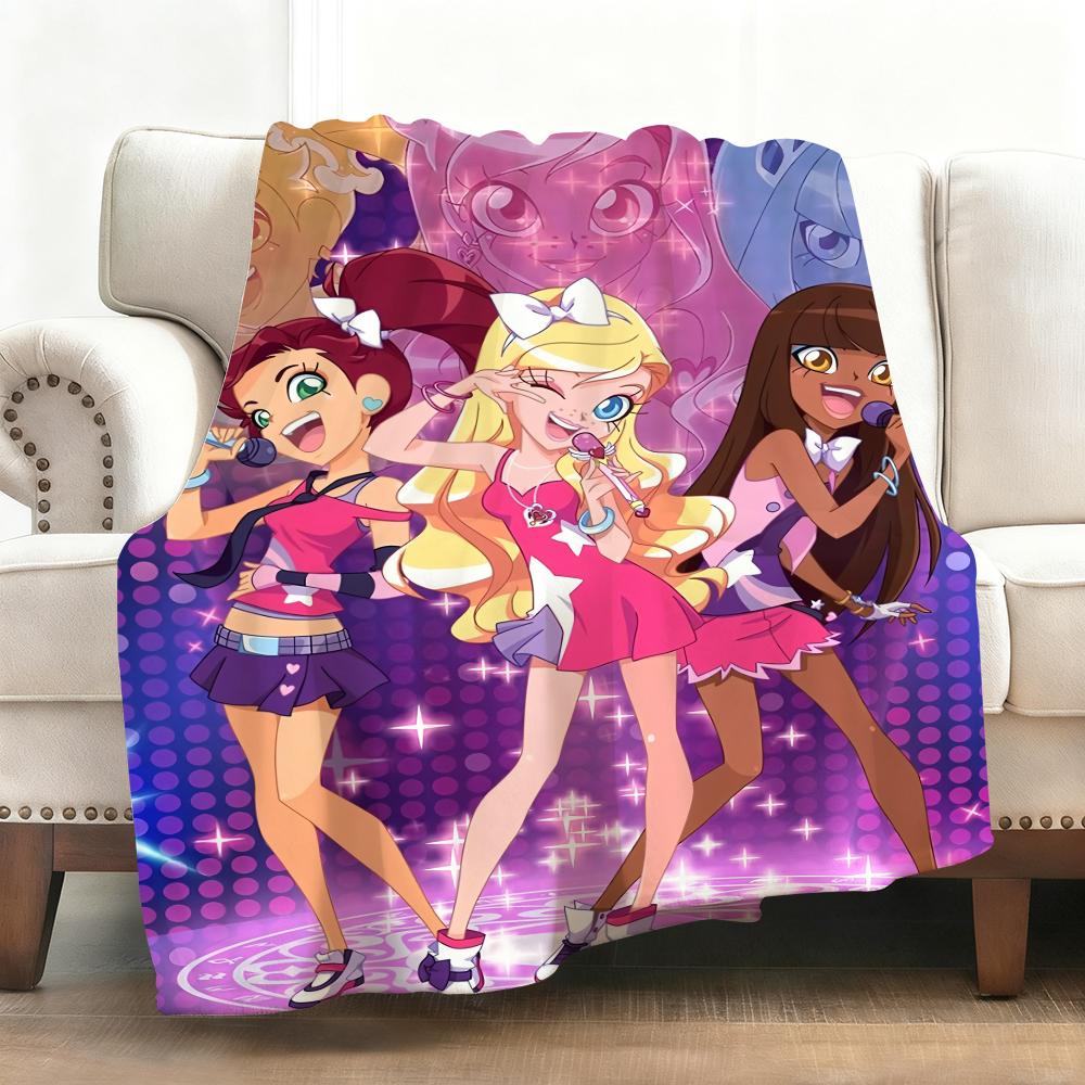Cute Cartoon L-LoliRock Throw Soft Flannel Blanket Warm Knee Skin-Friendly Throw for Sofa Office Bed Traveling Winter Oversize