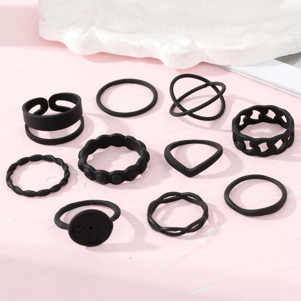 Модное Темпераментное Черное Полое Кольцо Элегантная Линия Ночной Клуб Вечеринка Кольцо Парное Подходящее Кольцо