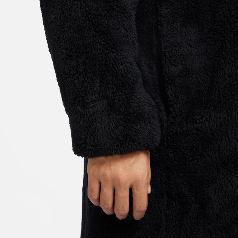 Nike Однотонная однобортная повседневная куртка James Coral Fleece Spliced, мужская куртка черного цвета FB7120-010