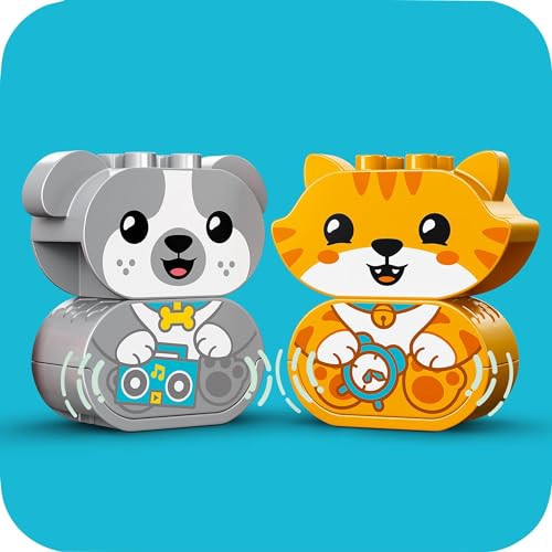 Конструктор LEGO Duplo Мой первый Duplo Милый щенок и котенок со звуком, Развивающая игрушка, Подарок для малышей и детей, Животные, Издающий звуки, Мальчики a