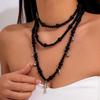 Dark Style Acrylic Beaded Necklace with Cross Pendant - All-Match European and American Fashion for Women