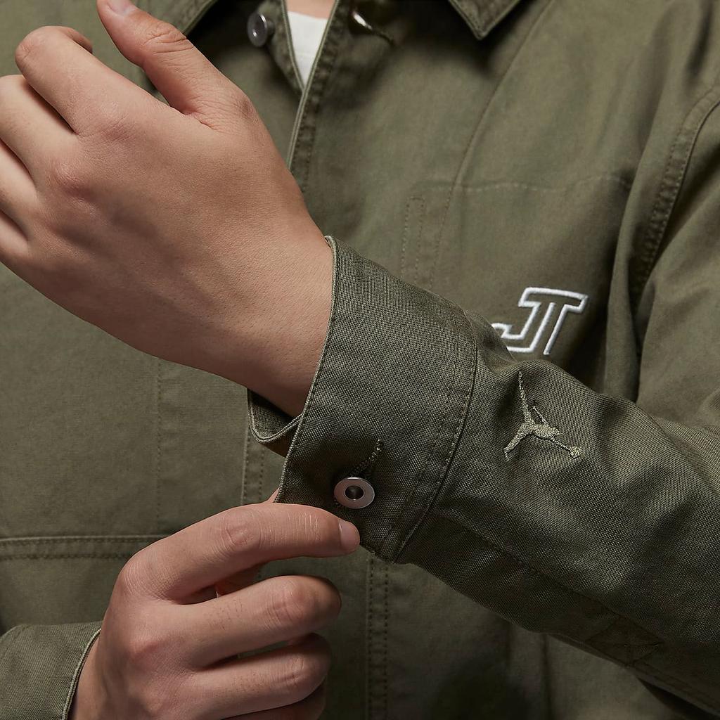 Jordan Tatum Chicago однотонная поло удобная мужская куртка с длинным рукавом оливково-зеленого цвета HM3881-222