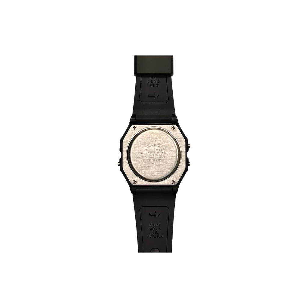 Casio Часы из Коллекции на Кварцевом Механизме с Резиновым Ремешком Мужские Часы Черный Циферблат F-91W-1(Watch5--Полночь)