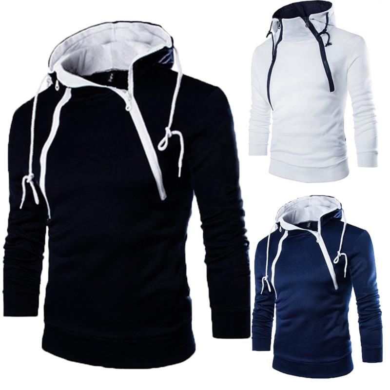 Мужские толстовки с длинными рукавами для мужчин, пуловер с капюшоном на молнии, мужская толстовка с высоким воротом, верхняя куртка, пальто, черный свитер