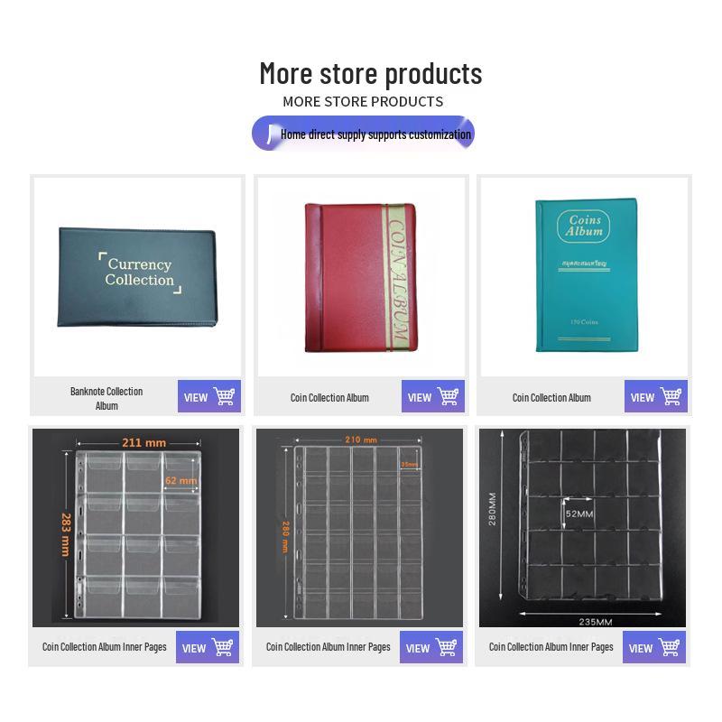 Альбом для коллекции монет и марок на 240 карманов с нескользящей ПВХ обложкой, английская версия, дизайн с отрывными листами