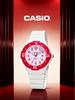 Casio Женские кварцевые часы с силиконовым ремешком и красно-белым циферблатом LRW-200H-4B