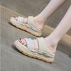 Thick-bottomed Outer Wear Heightening Women's Summer Breathable and Versatile Casual Slippers with Water Diamonds, One-word Cool Slippers