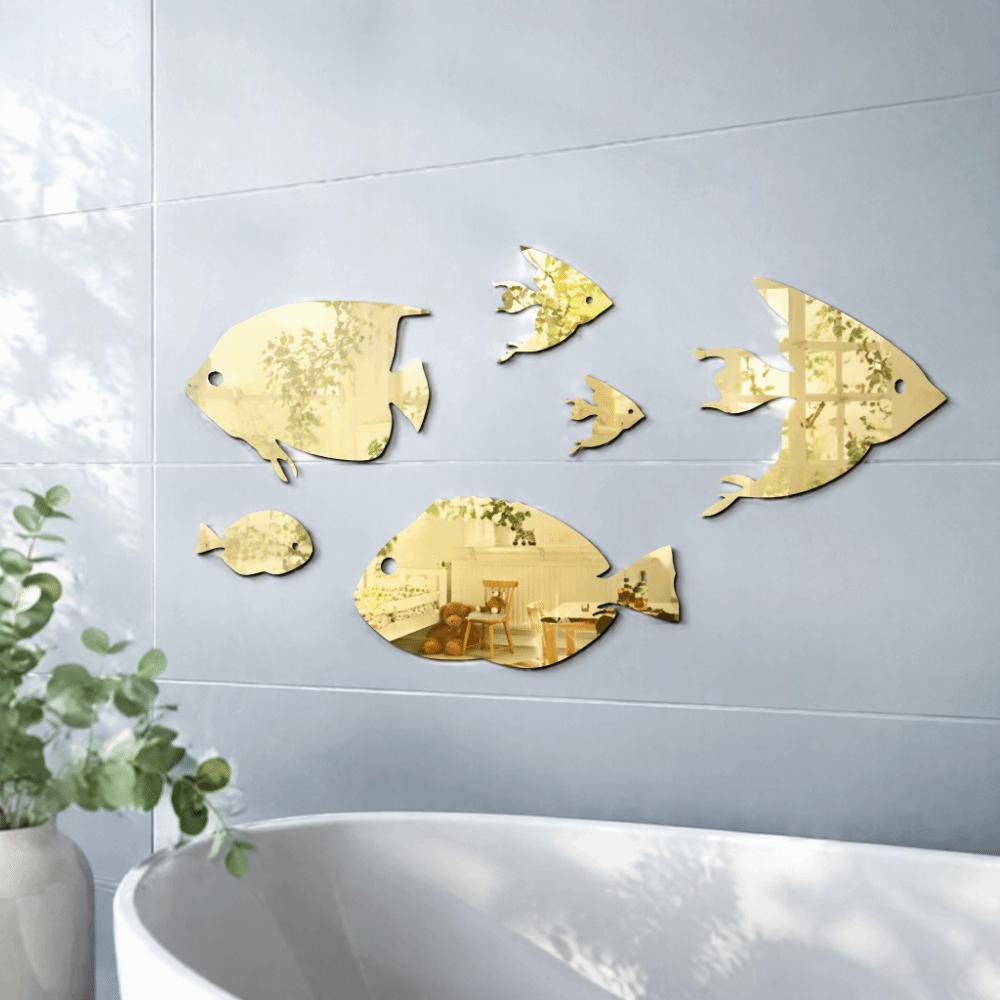 3D Effect Fish School Wall Sticker Removable Adhesive 3D Fish Wall Art Background Decoration
