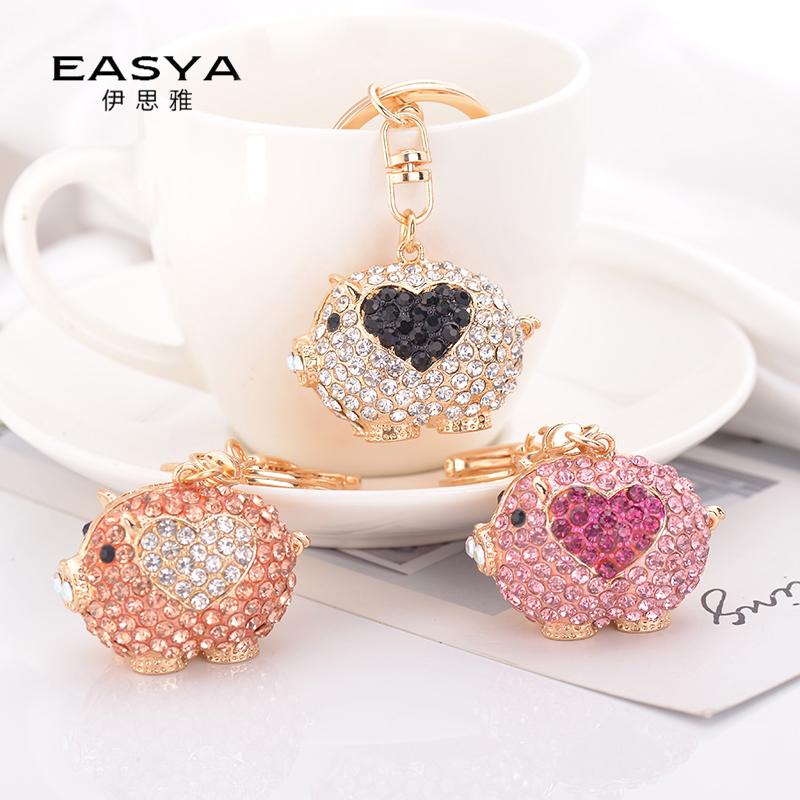 EASYA Милая форма свиньи Брелок для сумки Брелок Каваи Аниме Винтажный Металл Кристалл Высококлассный Роскошный Женский Шарм Украшения подарки друзьям