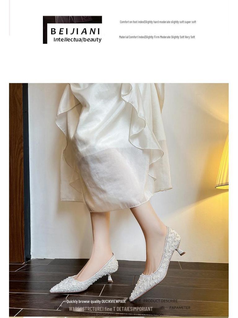 BEIJIANI 1578-23 Rhinestone Pearl High Heel Bridesmaid and Bride Wedding Shoes