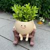 Cute Head Swing Flower Pot, Unique Smile Face Swing Rocking Chair Flower Pot, Small Resin Flower Pot