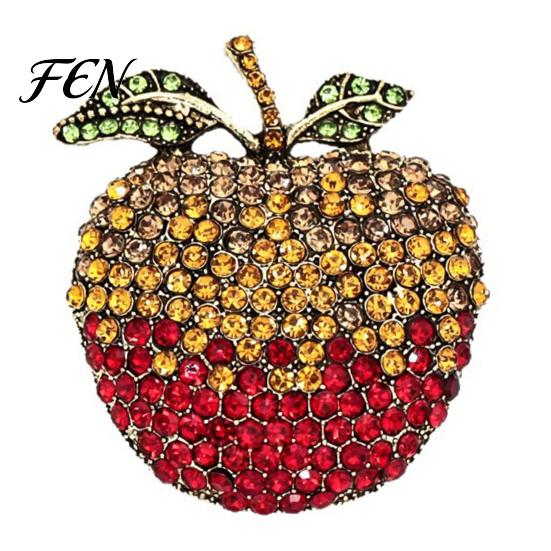 Metal Lapel Pin Rhinstone Fruit Brooch for Women, Shape Alloy Shirts Jewelry Pin, Clothing Accessories Wedding Party Prom Bag Decorative