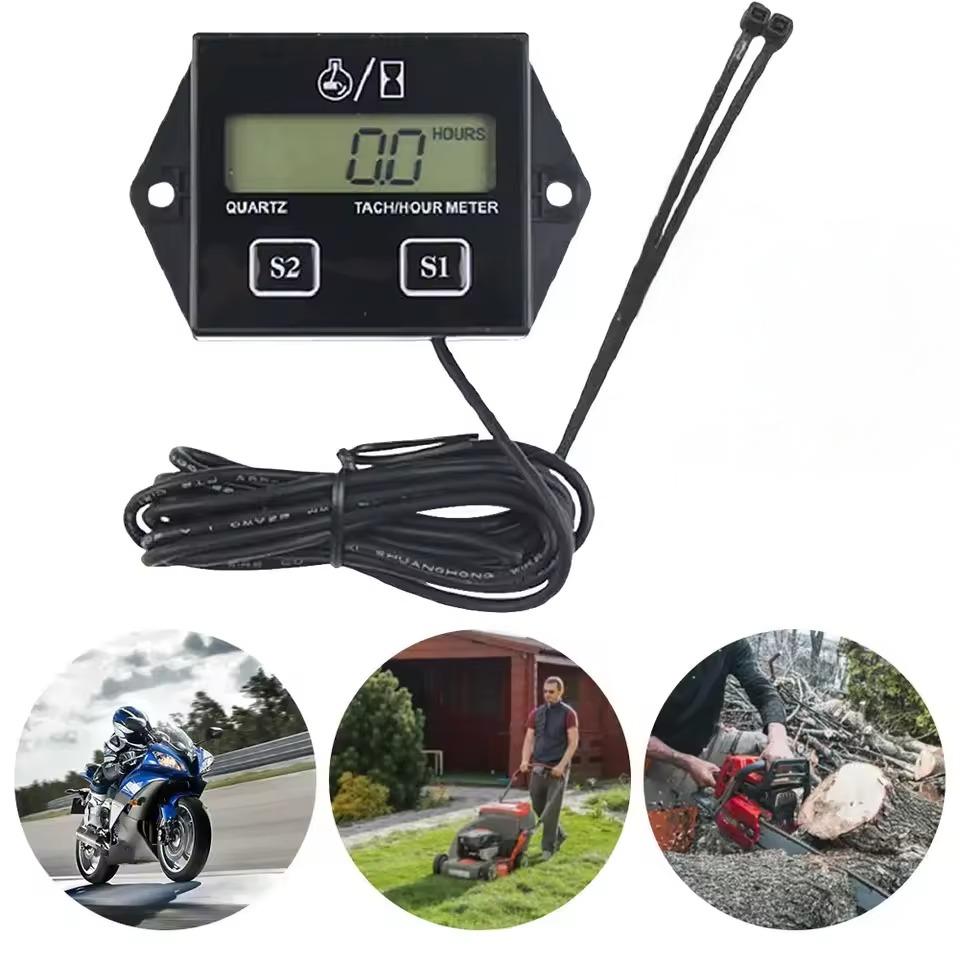 Цифровой тахометр-счетчик моточасов, ЖК-дисплей, тахометр, измеритель оборотов двигателя, сбрасываемый, брызгозащищенный для мотоцикла, двигателя, двухтактного двигателя