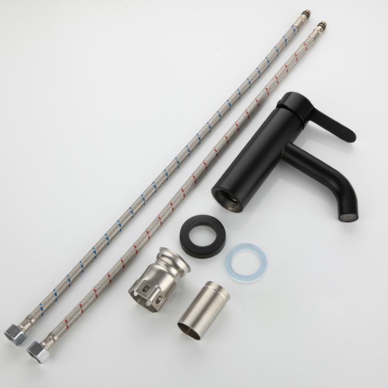 Basin Sink Bathroom Faucet Deck Mounted Hot Cold Water Basin Mixer Taps Matte Black Silver Sink Tap Crane Stainless Steel Faucet