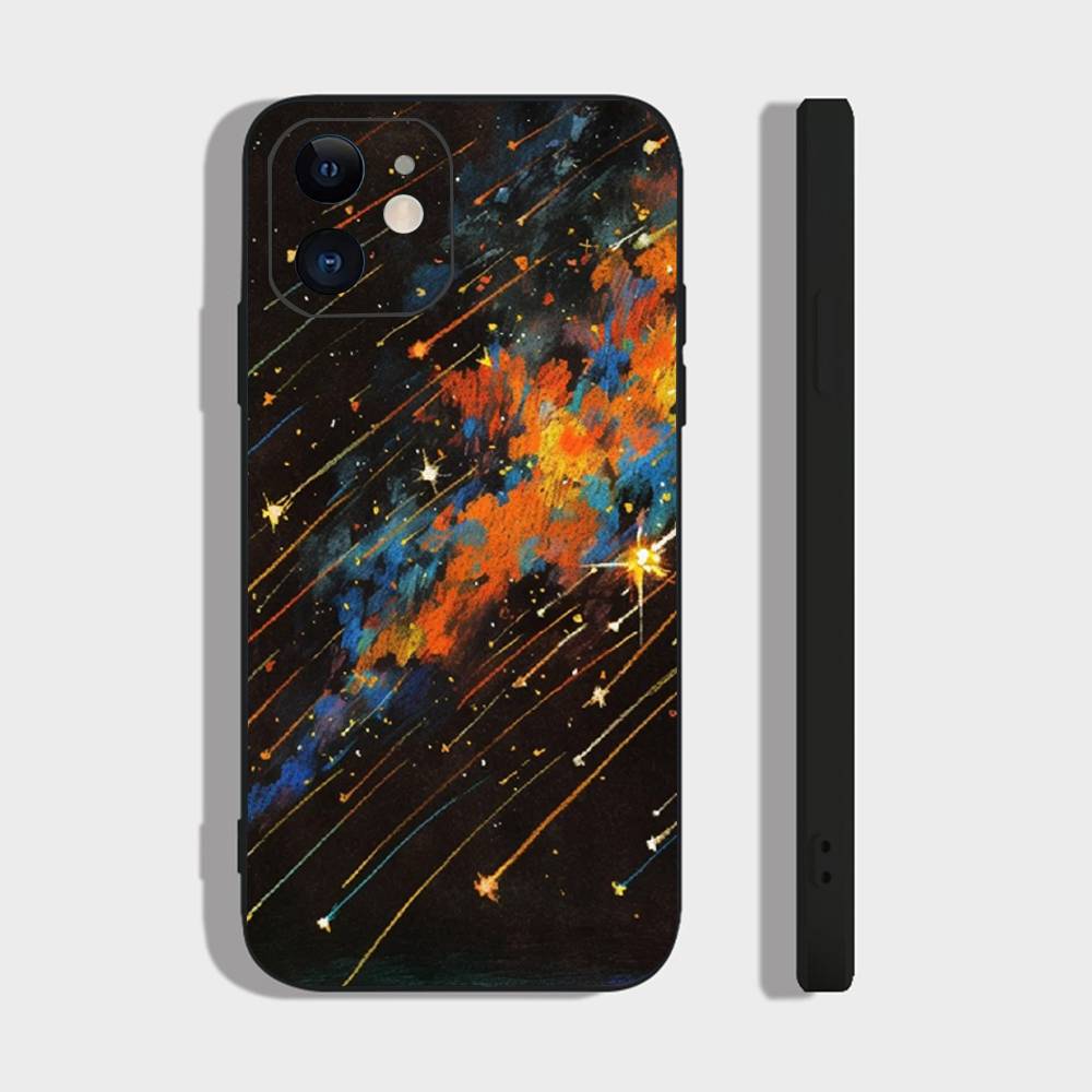 Чехол для телефона 'Звездный дождь' Для IPhone 17 Air 16 15 14 13 Pro Max 11 12 Черный силиконовый чехол